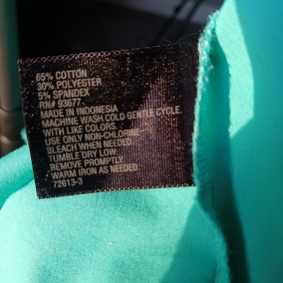 WORTHINGTON Button Down Blouse Classic Fit Cotton Blend ¾ Sleeve Teal Size 3X - Picture 6 of 7